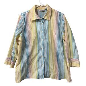 Breckenridge Women Size XL Long Sleeve Button Down Cotton Blend‎ Shirt Colorful
